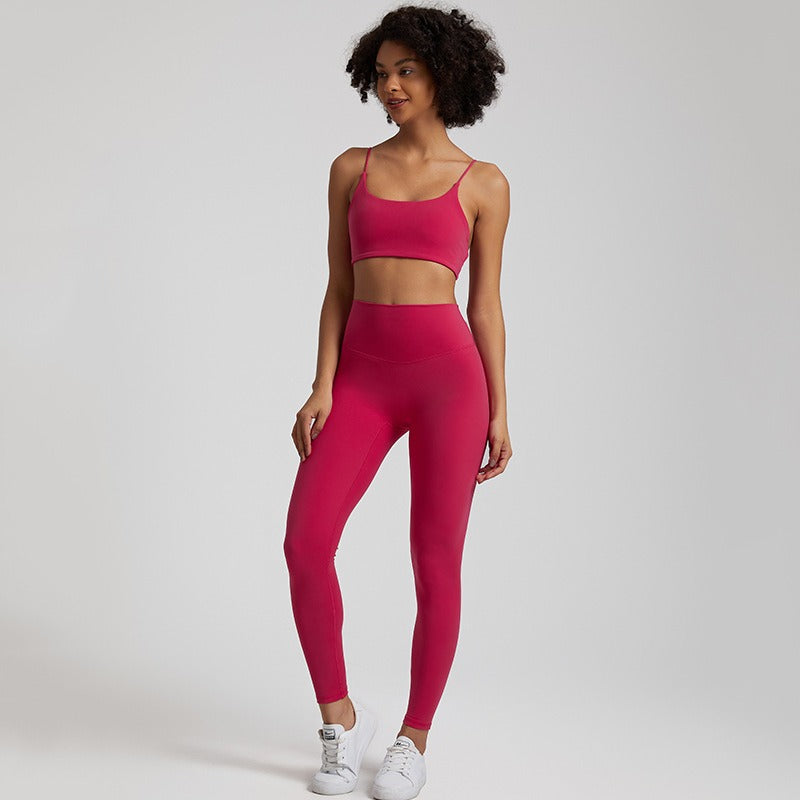 Vêtements de yoga nus européens et américains pour femmes, lifting des fesses, combinaison de course respirante et moulante, vêtements de sport et de fitness du dos
