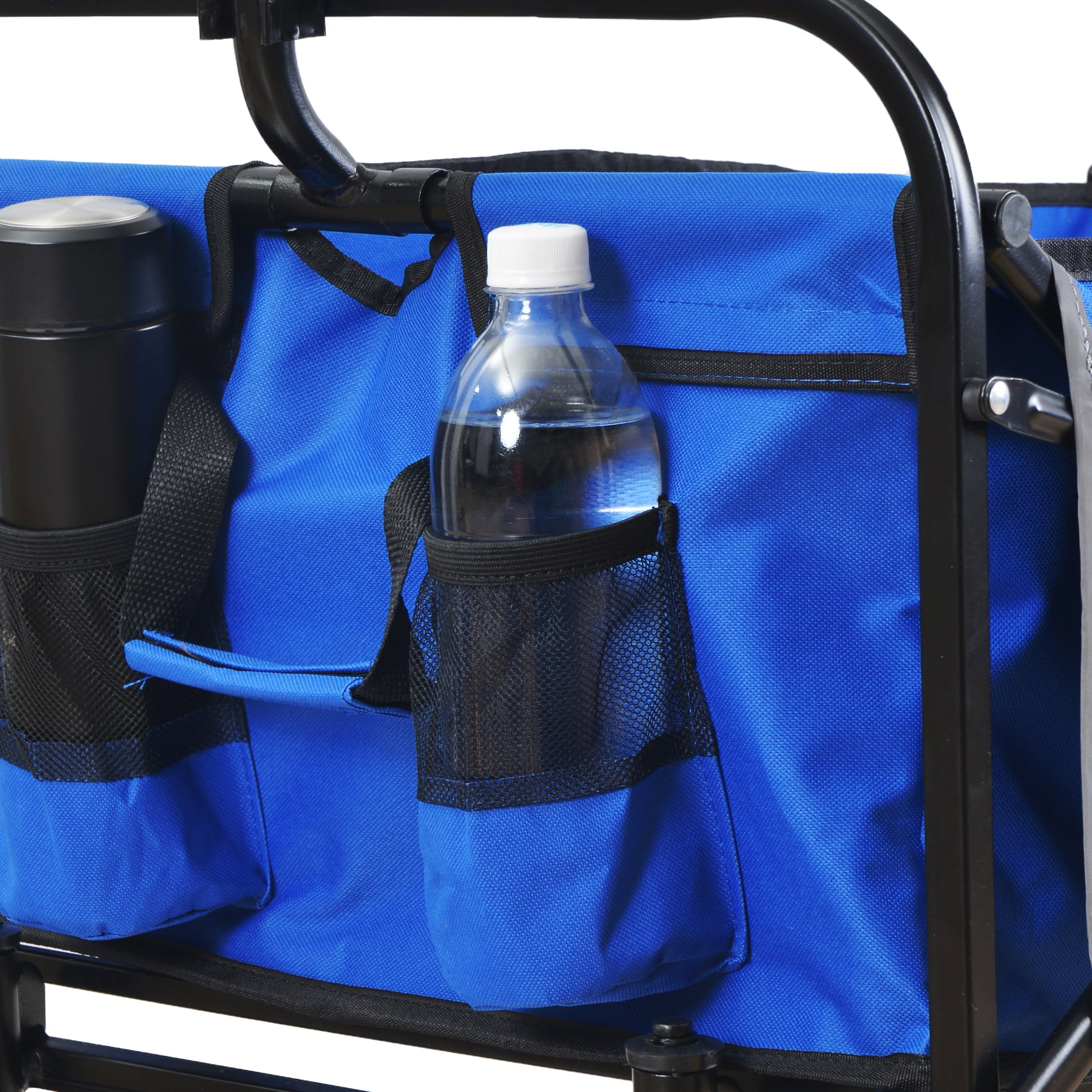 Folding Wagon Garden Shopping Beach Cart (Blue)