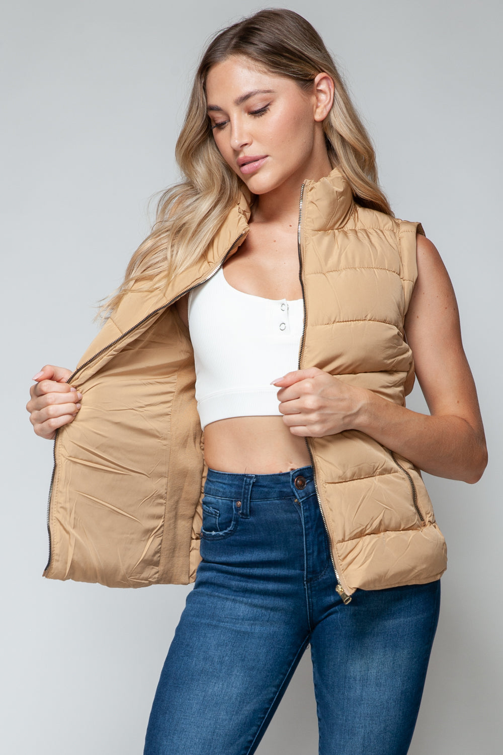 Gilet à col roulé zippé snob avec poches