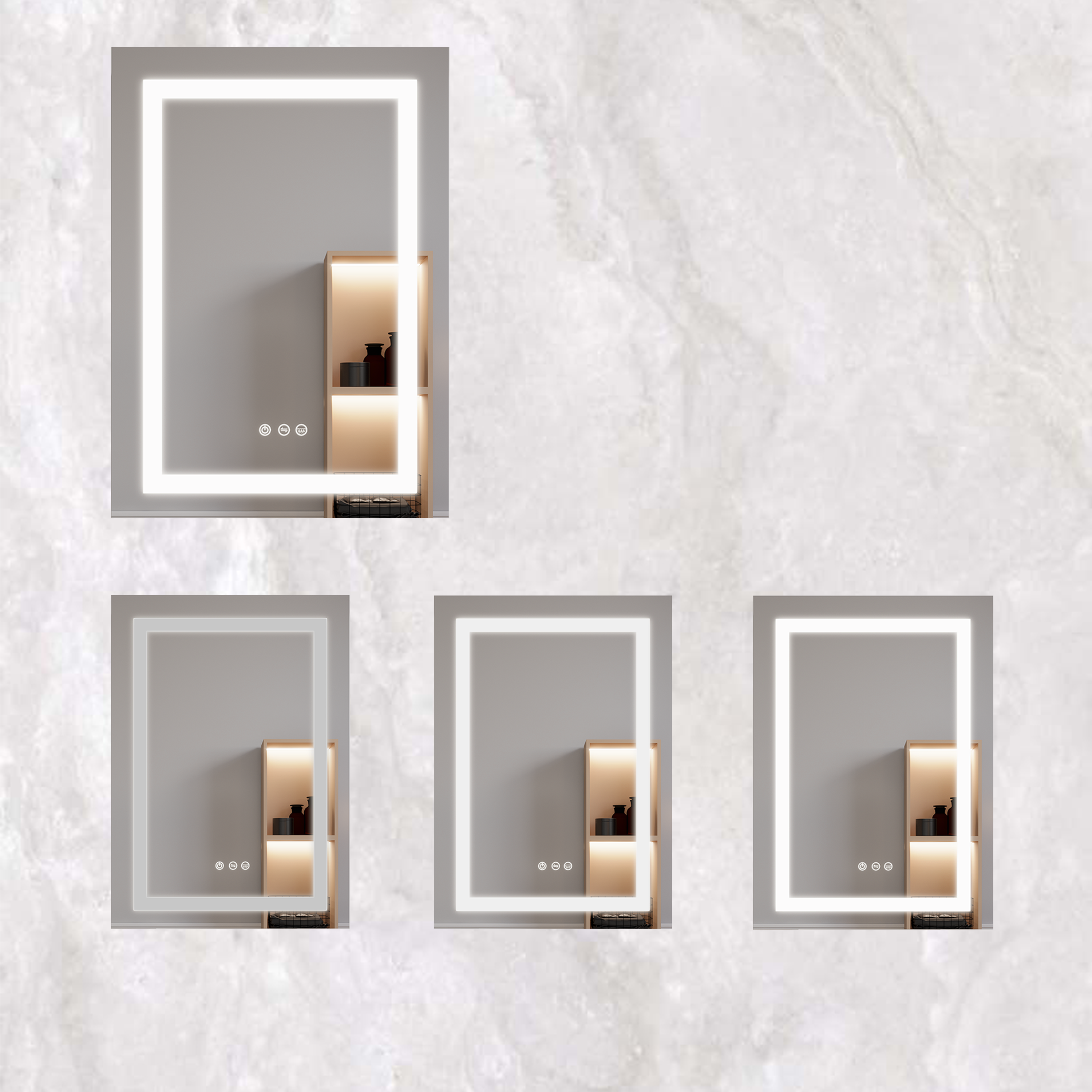 Armoire à pharmacie de salle de bain 26x20 pouces (porte gauche) avec miroir LED 3000K ~ 6000K éclairage à porte simple armoire de salle de bain avec interrupteur tactile réglable
