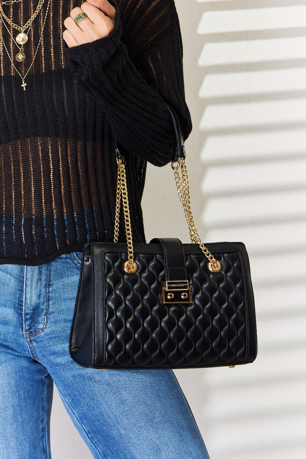 Sac à main en cuir PU matelassé David Jones