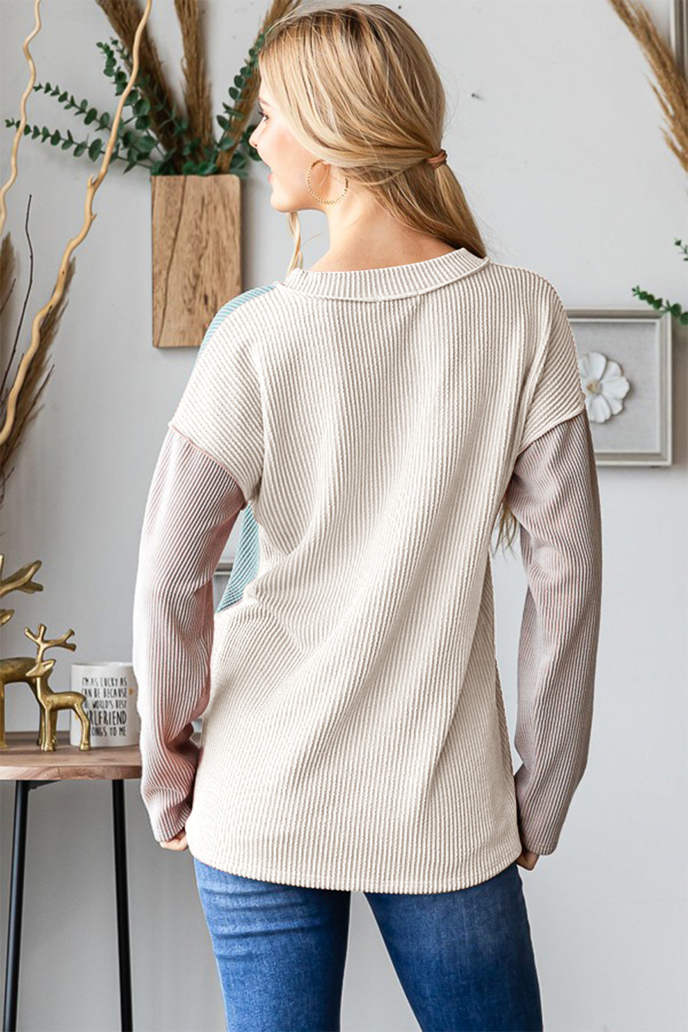 T-shirt côtelé Heimish à blocs de couleurs et coutures apparentes