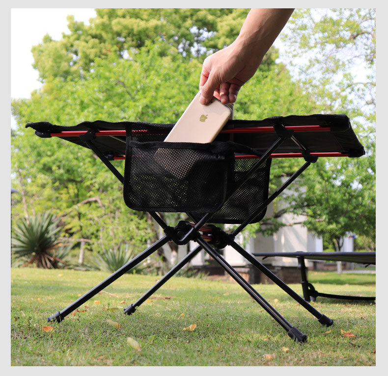 Table pliante ultra légère pour camping en plein air, camping-car, barbecue portable, pique-nique, trou pour tasse, sac pour téléphone portable, petite table