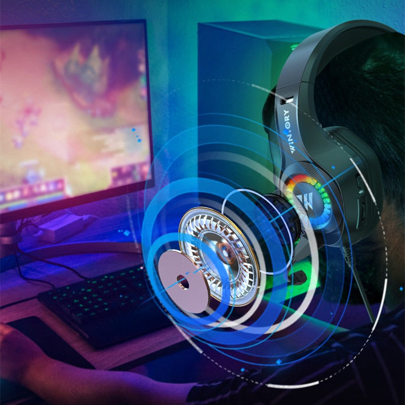 Casque de jeu monté sur la tête, écouteurs filaires lumineux pour e-sports, téléphones portables, ordinateurs, casques d'ancrage cool