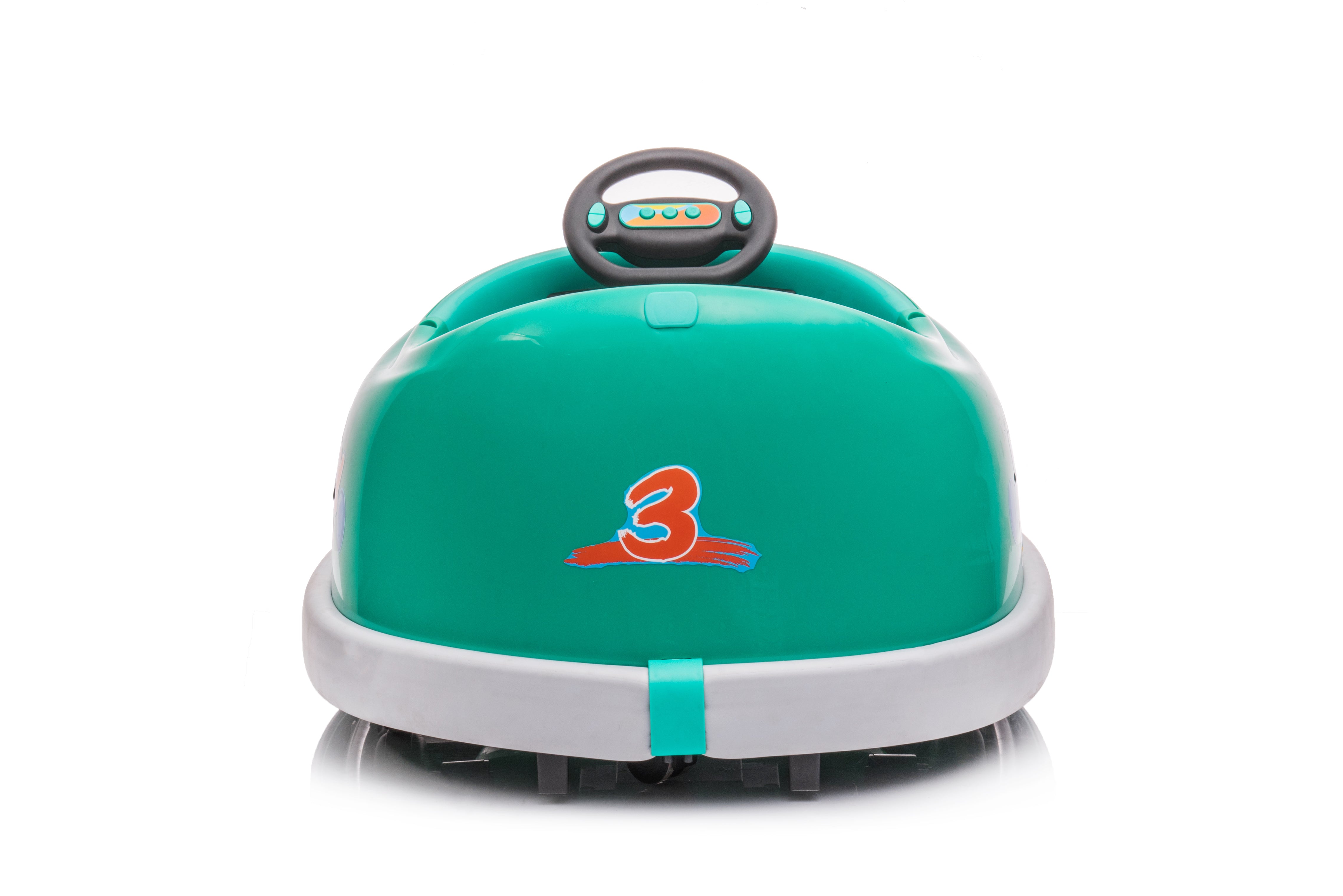 Auto-tamponneuse pour enfants, 12 V, double entraînement, voiture électrique pour enfants de 1 à 6 ans avec tige de poussée, assiette à dîner, musique, cheval à bascule