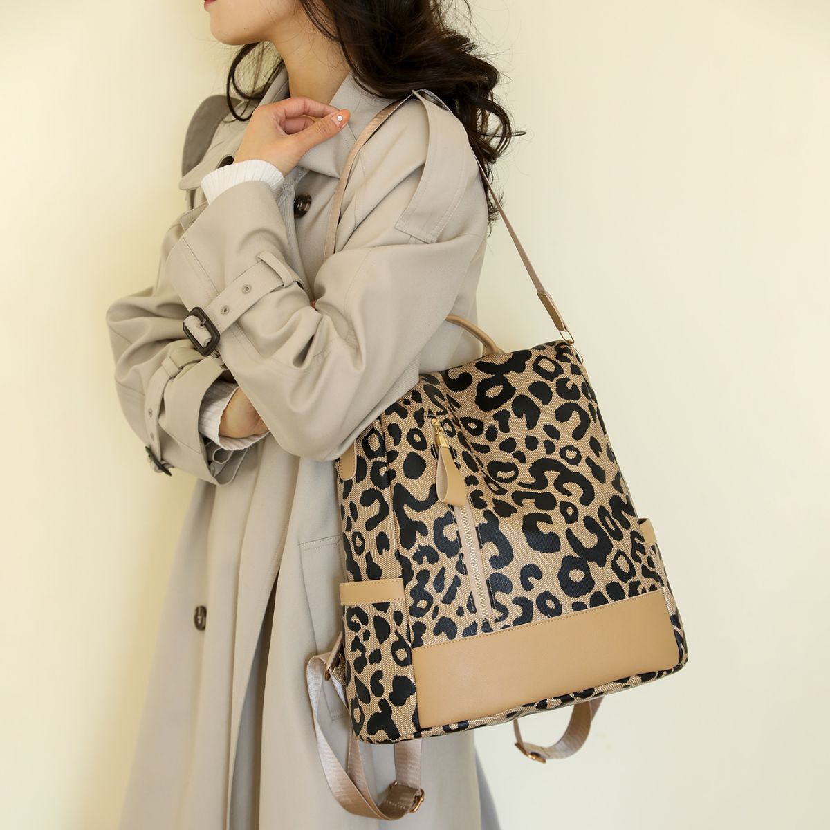 Sac à dos en cuir PU léopard
