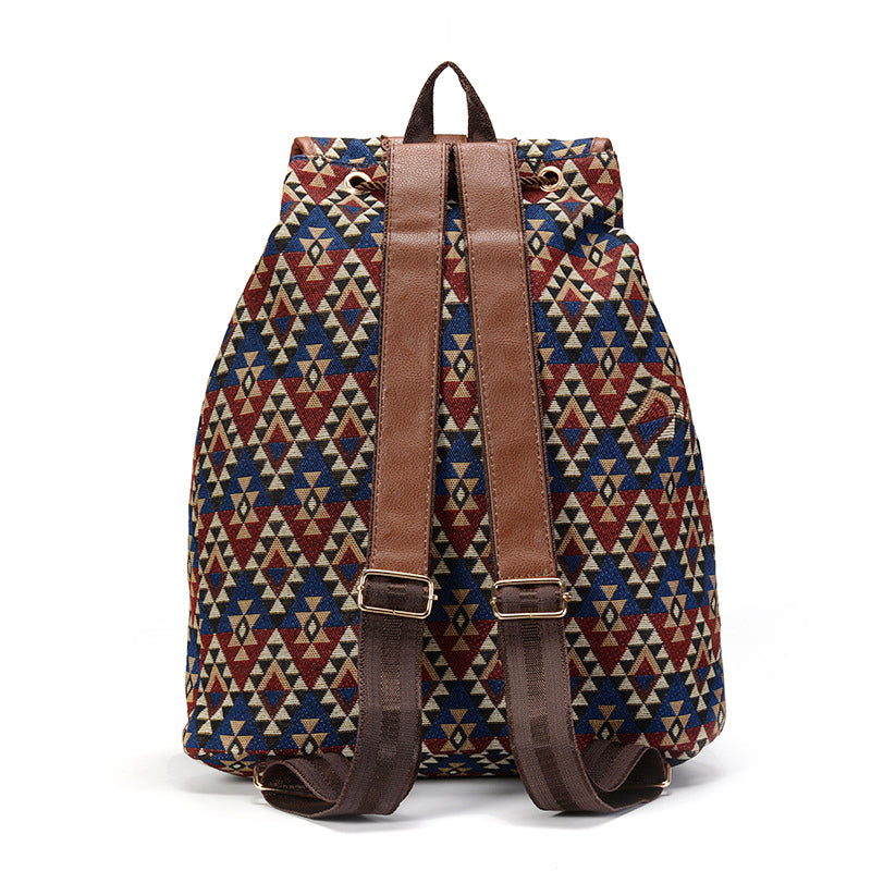 Sansarya New Hollow Out PU Leather Bohemian Vintage Women Backpack Teenage Gilrs School Female Ladies Drawstring Bag Rucksack