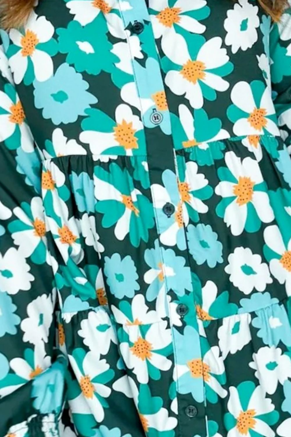 Mini-robe imprimée à col et manches lanternes