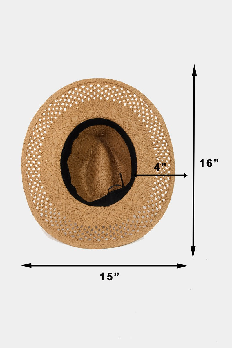 Chapeau de soleil en paille tressée Fame