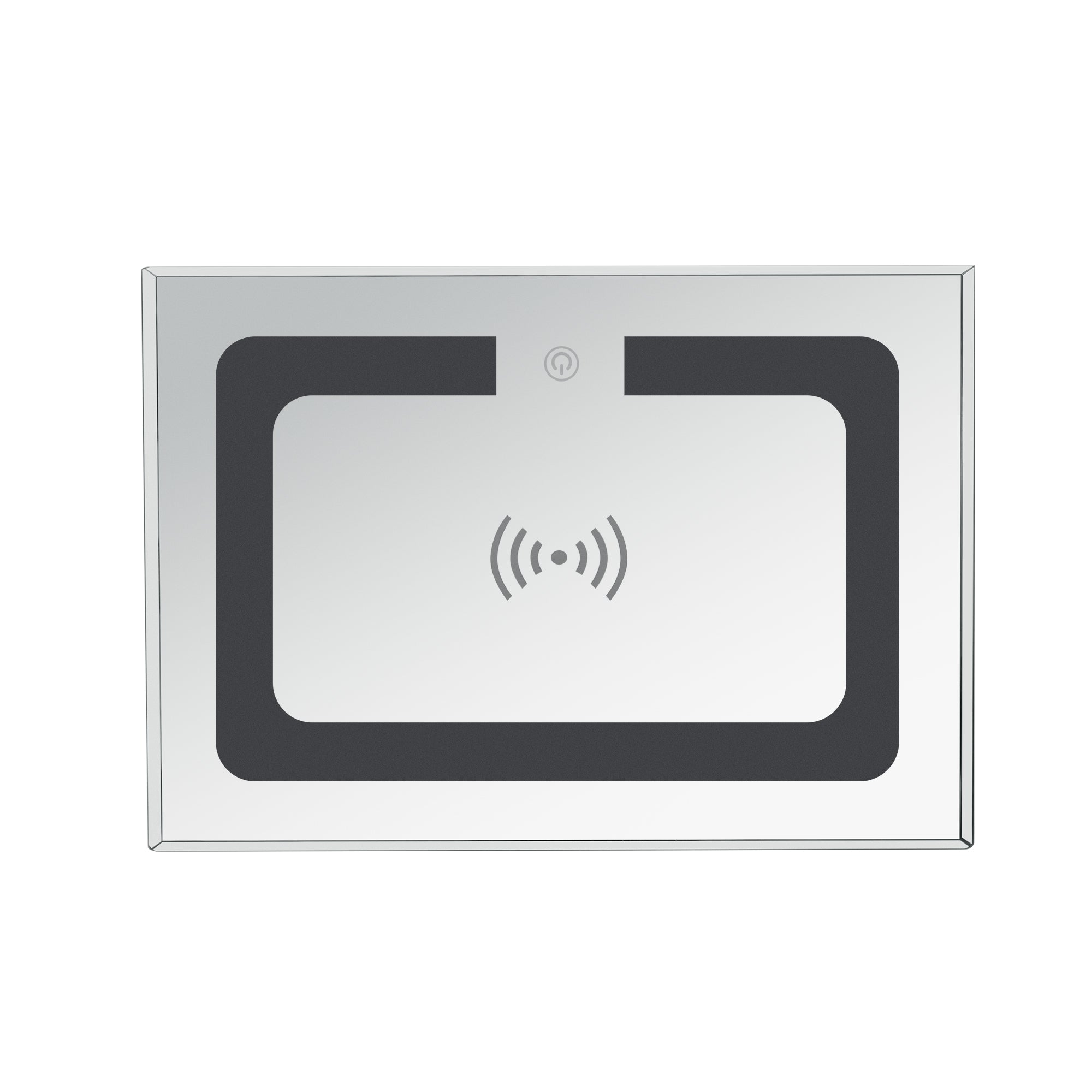 Table basse rectangulaire argentée miroir U-Can 15,7" W avec fonction de chargement sans fil et USB, lumières LED, poignée de style cristal