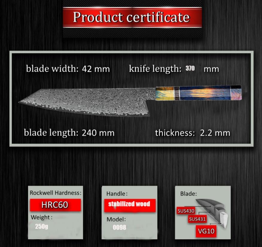 VG10 Santoku Japanese kitchen knife Damascus steel chef's knife sharp steak slicer knife cooking tools
