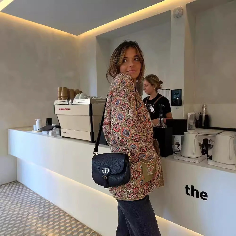 Stylish Printed Belted Cotton Coat for Women