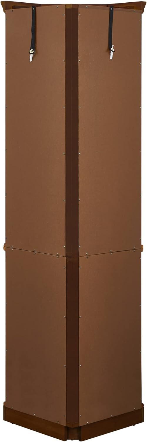 Corner Curio Cabinet with 5 Shelves and Lighting System, Walnut(E26 light bulb not included)