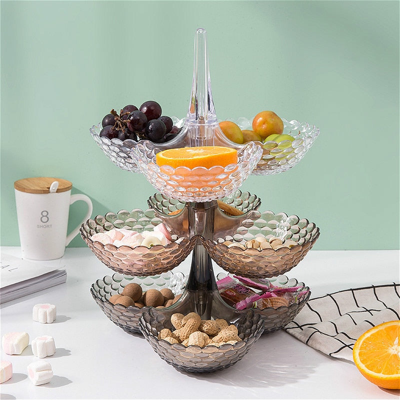 Stacked European Storage Tray Multi-layer Plastic Plate Dried Fruit Snack Platter Bowl Table Snack Candy Trays Rack Organizer