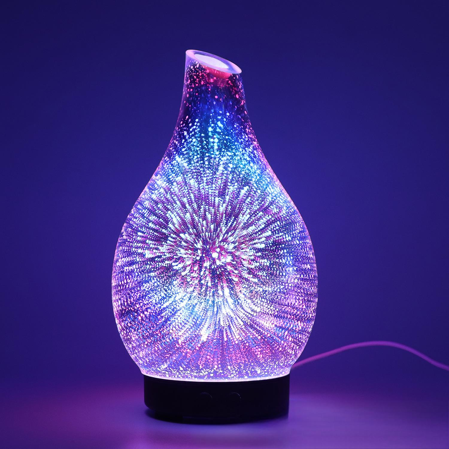 Humidificateur d'aromathérapie 100 ml, veilleuse 3D colorée en verre, diffuseur d'huiles essentielles ultrasonique pour la maison