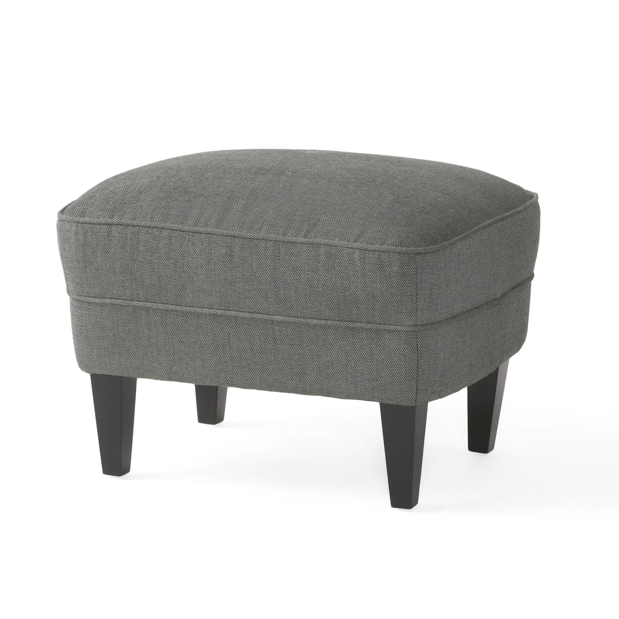 Ensemble de fauteuil club et ottoman en tissu gris moderne, fauteuil rembourré élégant, associé à un style ottoman