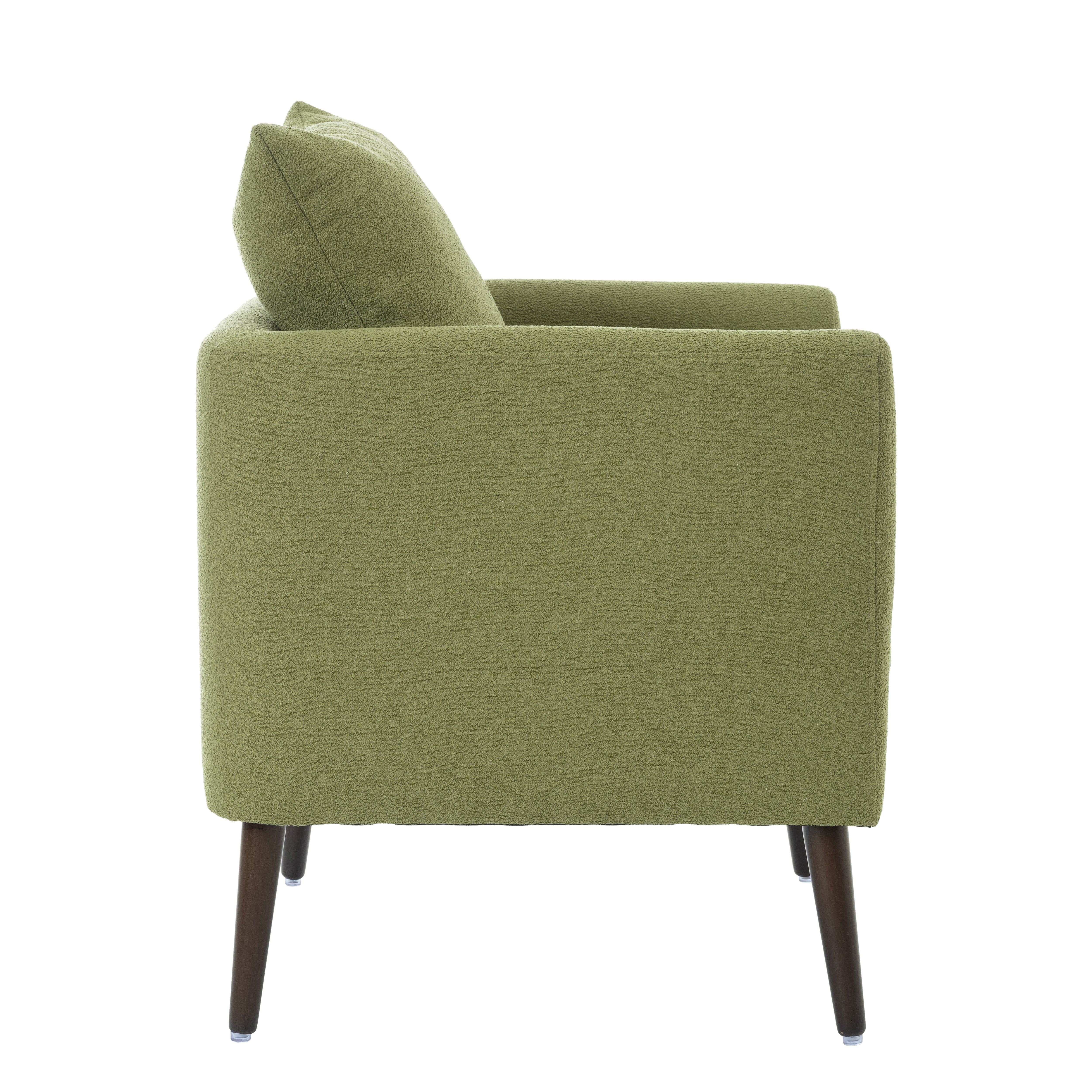 Chaise tonneau, chaise de style moderne, fauteuil en tissu, fauteuil club, fauteuil avec coussin de jambe en bois massif, coussin de taille vert olive