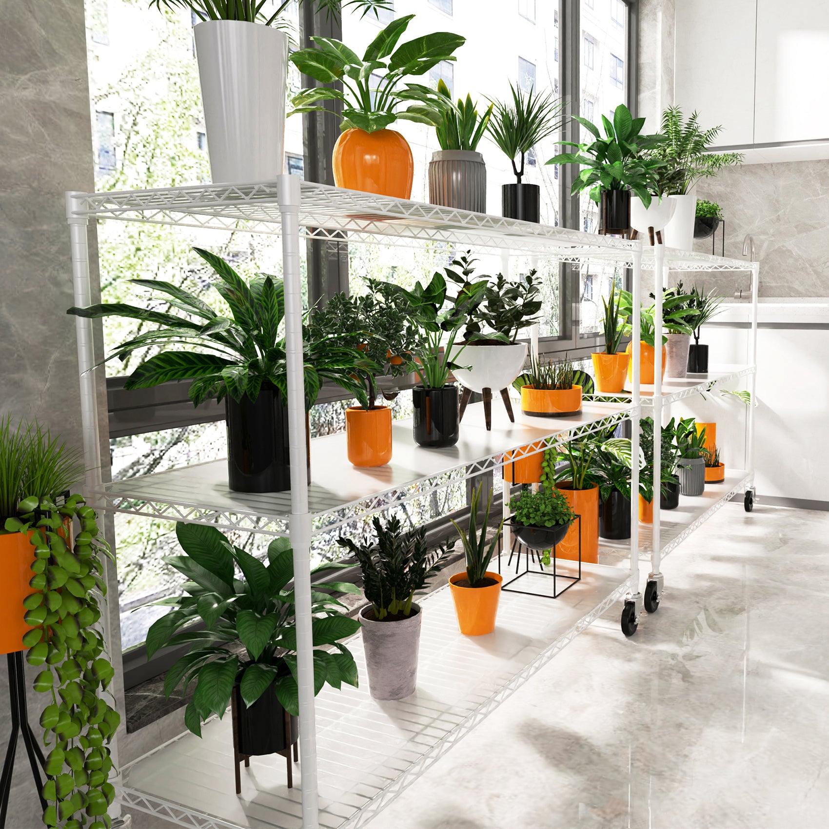 6 Tier Wire Shelving Unit 6000 LBS NSF Height Adjustable Metal Garage Storage Shelves with Wheels White