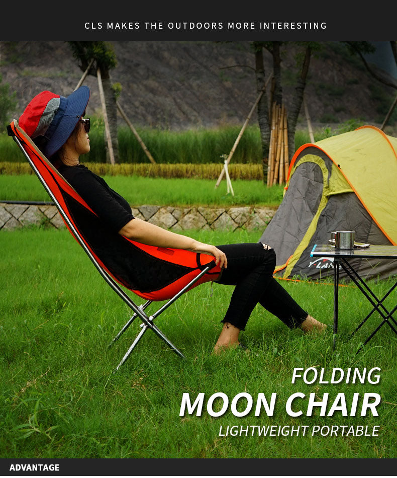 Chaise pliante d'extérieur rehaussée, chaise de lune portable, chaise de camping, de pêche, de loisirs, de plage, chaise arrière