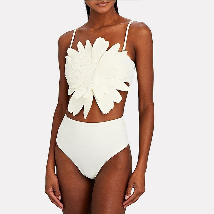 Maillot de bain bikini fendu à fleurs 3D Heavy Industry pour femme