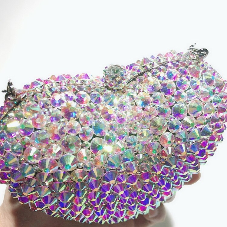 Sacs de soirée romantiques en diamant en forme de cœur pour femmes, nouveau design, sacs à bandoulière personnalisés, jolis sacs à main pour dîner de mariage