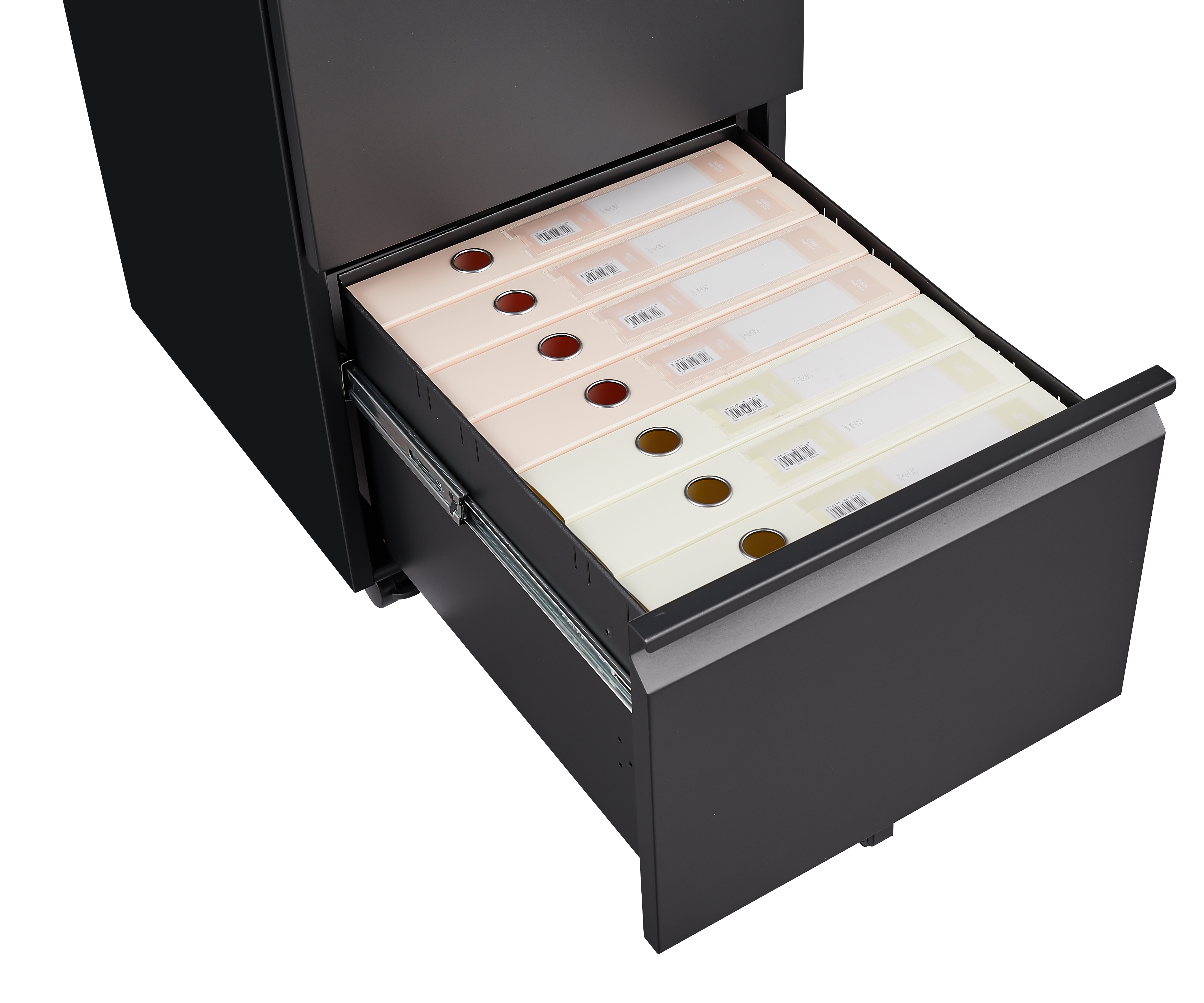 Metal 2 drawer mobile file cabinet with lock, 25.6-inch high legal/letter size file storage cabinet black