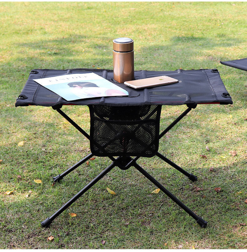 Table pliante ultra légère pour camping en plein air, camping-car, barbecue portable, pique-nique, trou pour tasse, sac pour téléphone portable, petite table