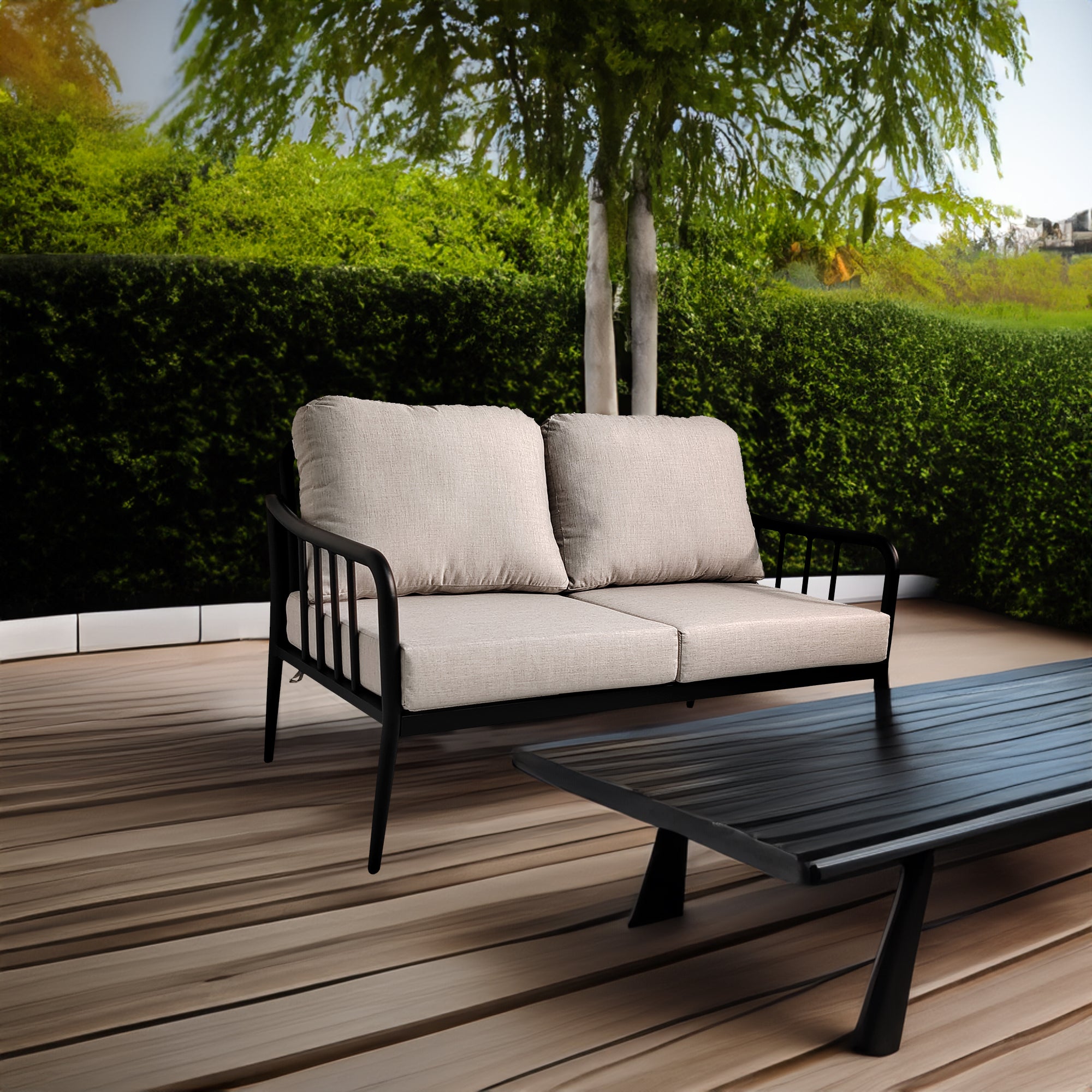 Ensemble de 2 canapés causeuse modernes en aluminium pour patio extérieur, pour conversation et discussion