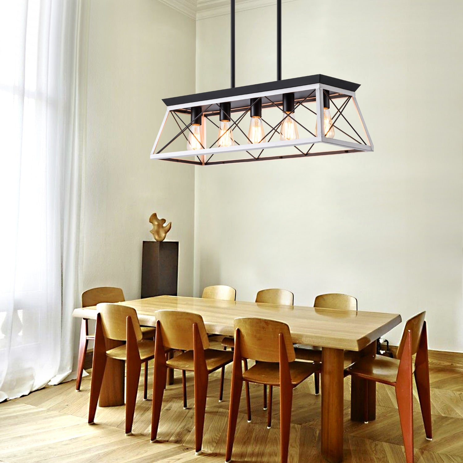 Lustres de style ferme à 5 lumières pour salle à manger (sans ampoules)