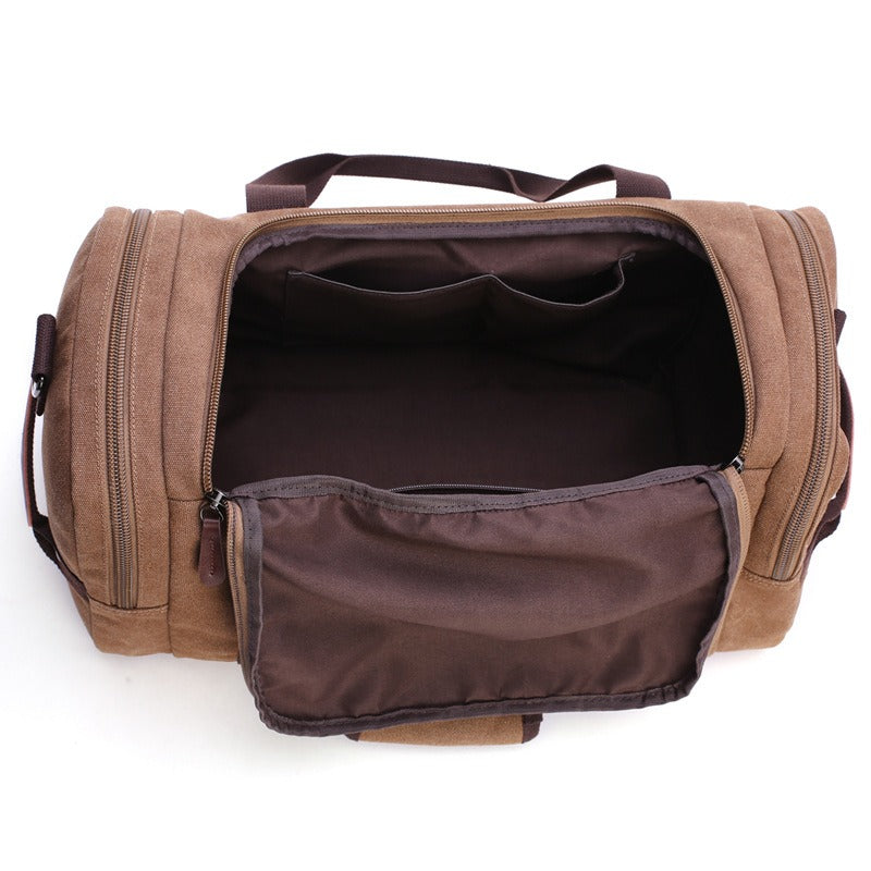 Sac fourre-tout décontracté vintage de grande capacité, sac de voyage en cuir synthétique et toile