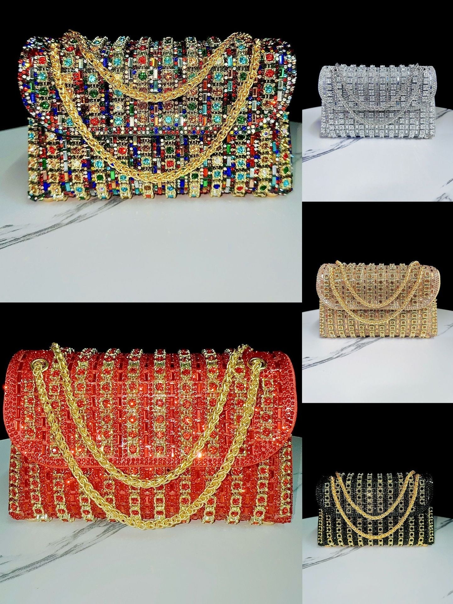 Nouvelle robe de soirée, mondaine, sac à main en strass, sac cheongsam à chaîne sertie de diamants, bandoulière, sac de banquet, sac à main pour femme