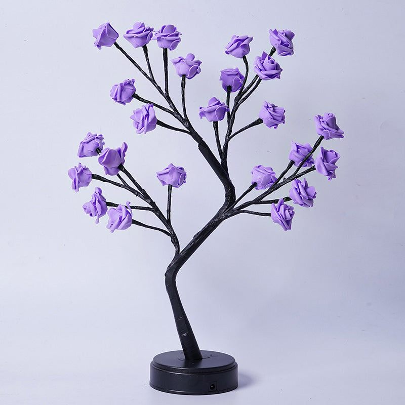 Lampe de table en forme d'arbre à fleurs et de roses, veilleuse féerique, alimentée par USB, idéale pour un mariage, la Saint-Valentin ou Noël.