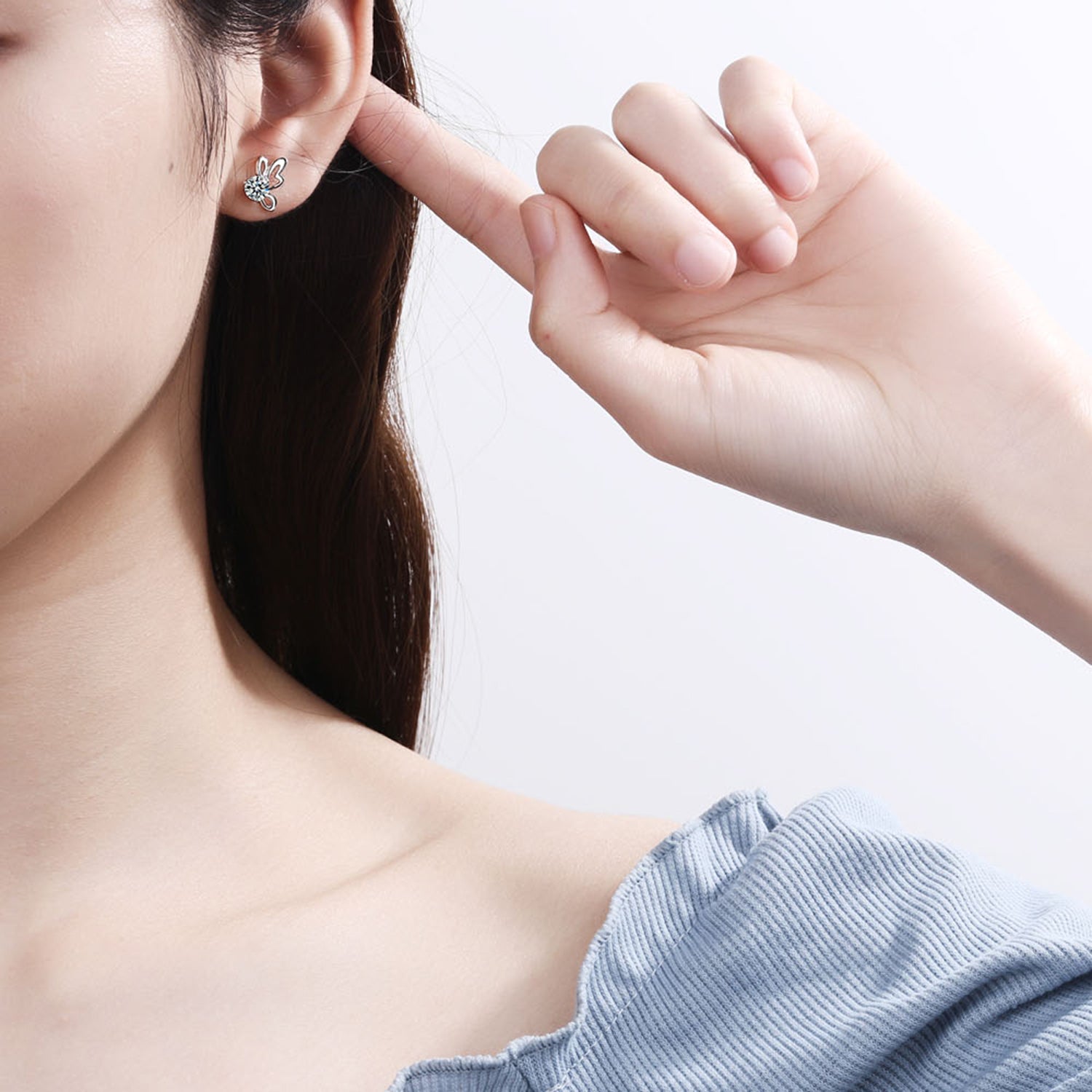 Boucles d'oreilles papillon en moissanite 1 carat