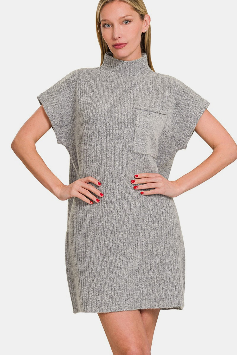 Robe mini-pull à manches courtes Zenana