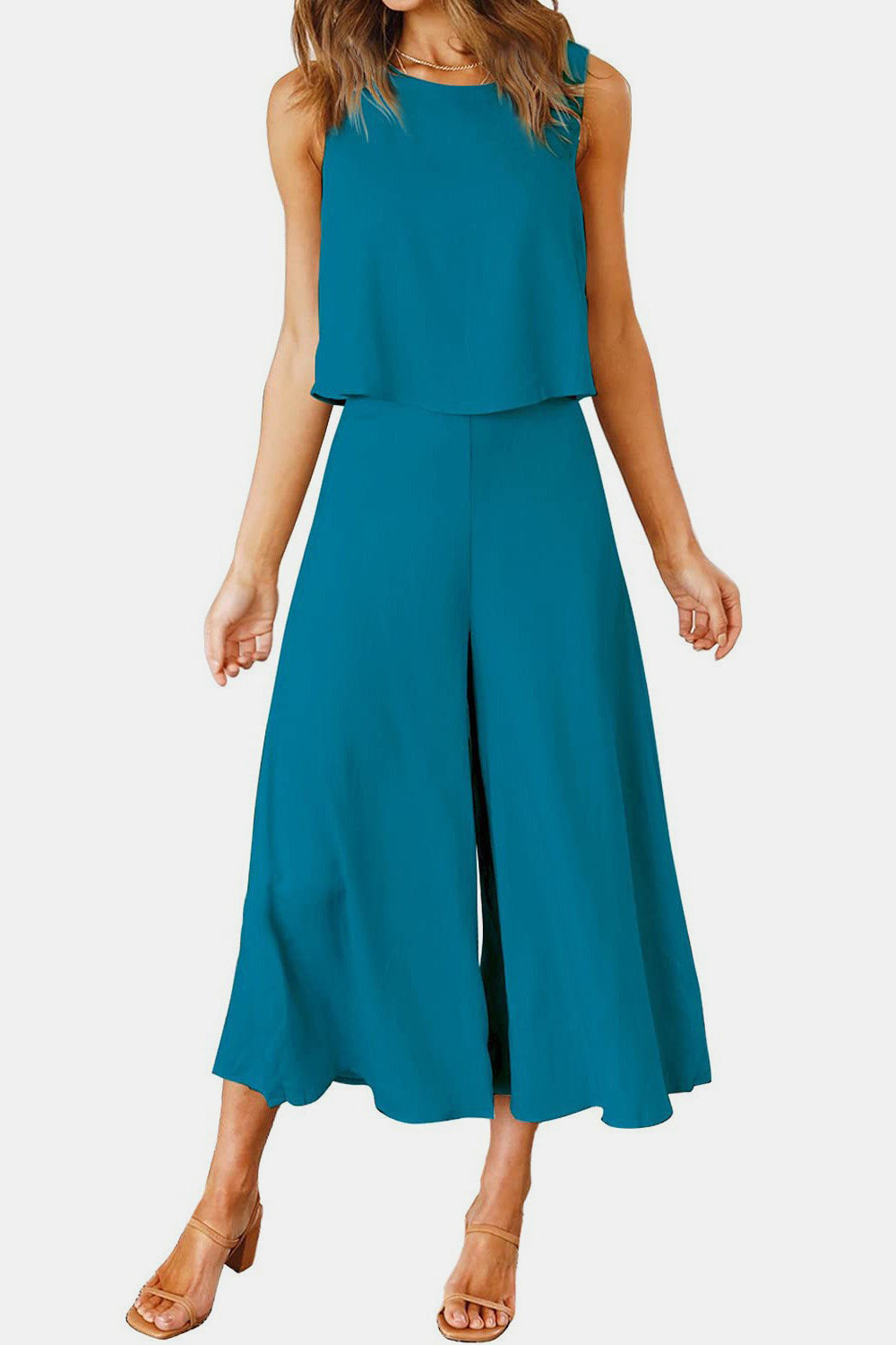 Ensemble haut à col rond et pantalon large