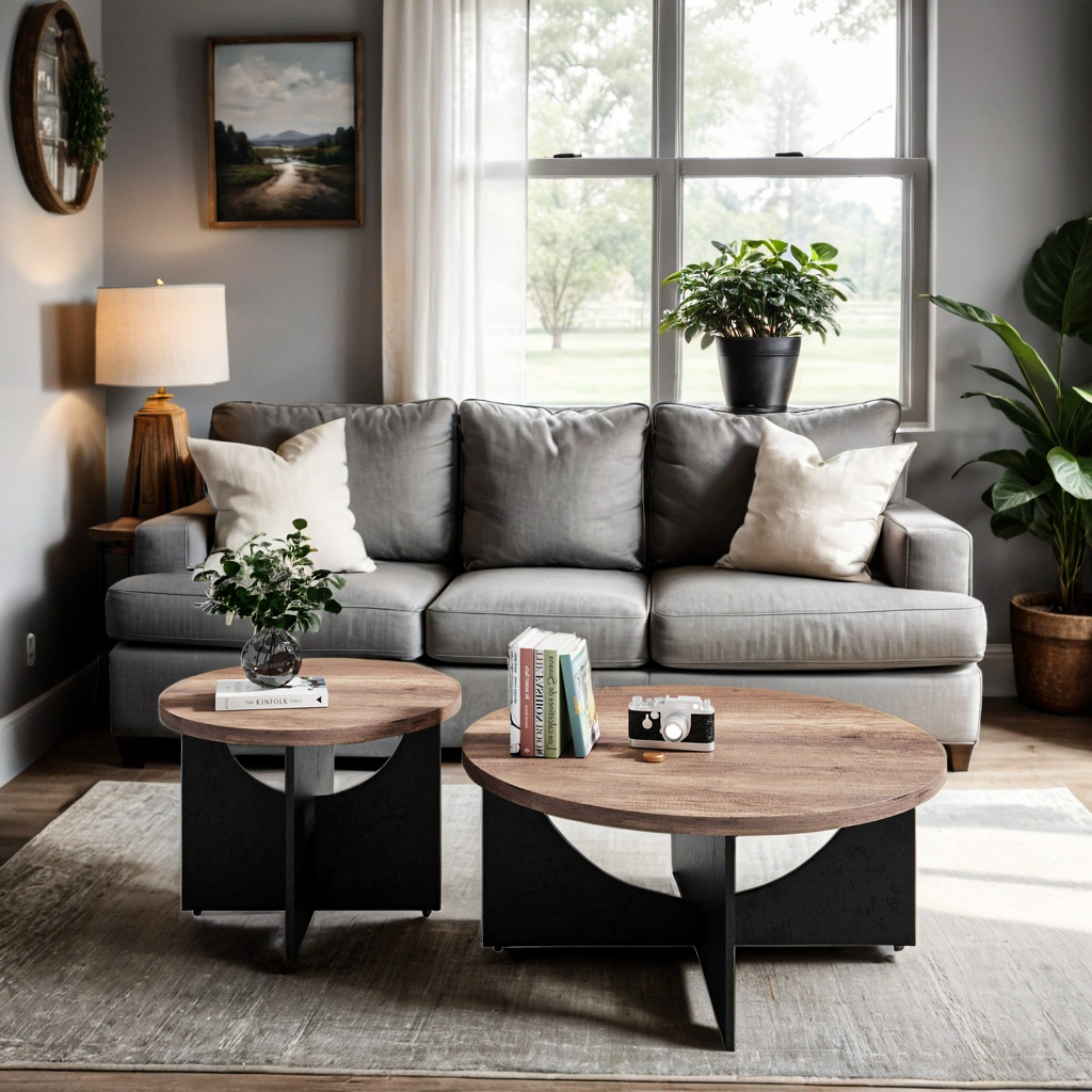 Table basse ronde rétro moderne de 35 pouces pour salon et chambre