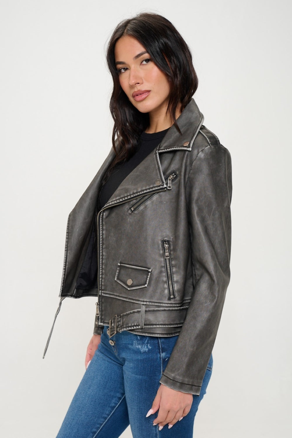 Veste motard zippée Coalition LA avec ceinture