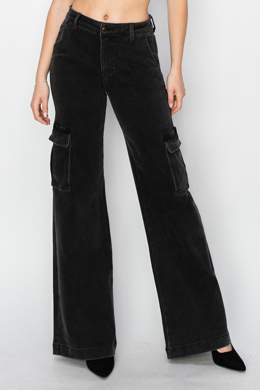 Jean cargo taille haute à jambe large et taille haute Risen