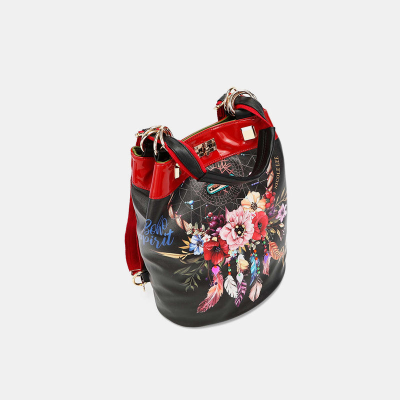 Sac à dos à bandoulière réglable à motif floral Nicole Lee USA