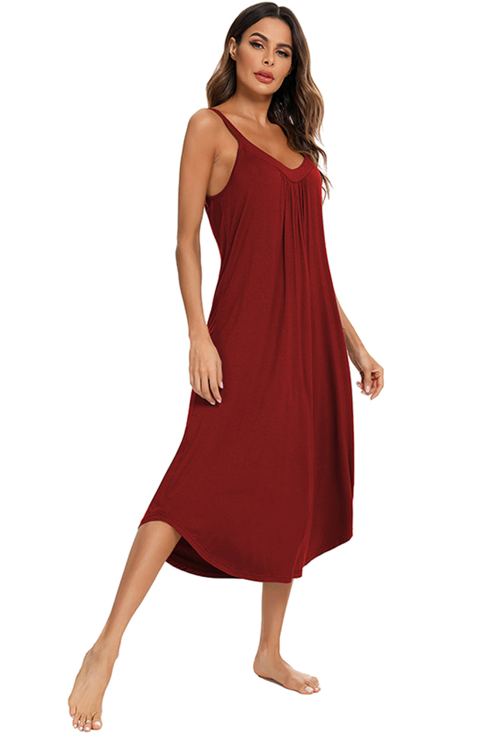 Robe midi décontractée à col en V