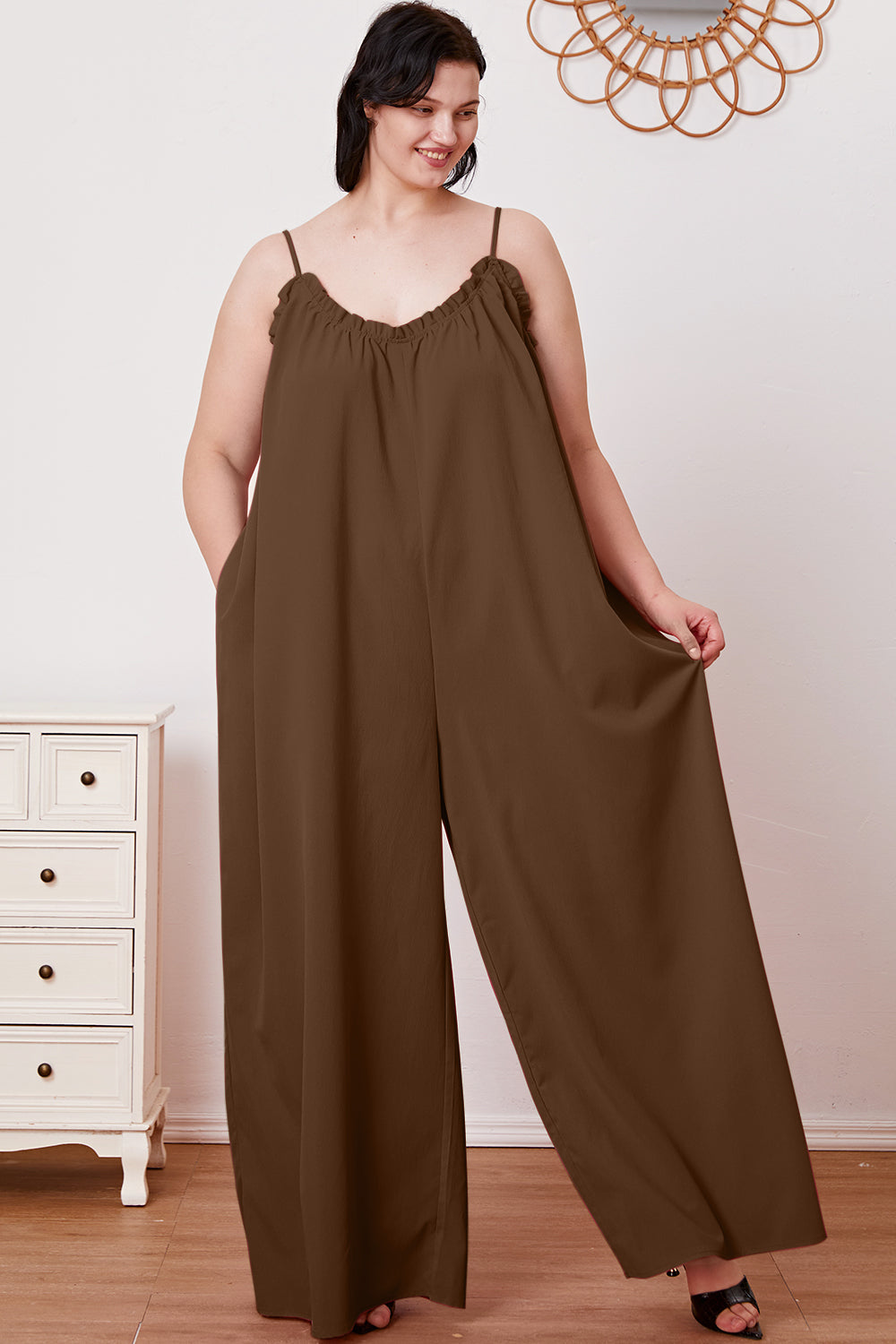 Combinaison camisole Double Take taille réelle à volants et à nouer dans le dos avec poches