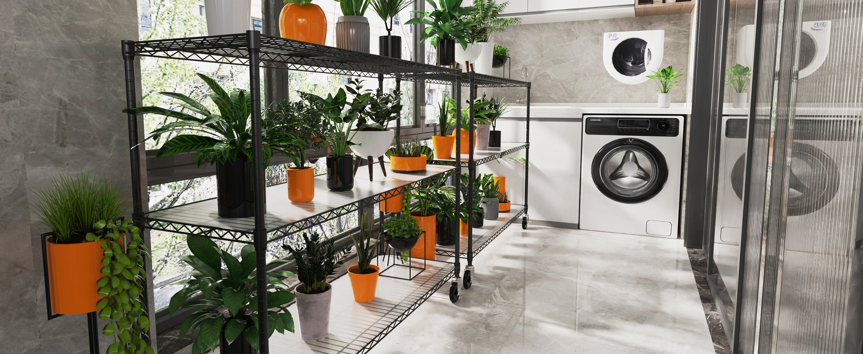 Étagère métallique à 6 niveaux, 6 000 lb, réglable en hauteur, avec roulettes, noire, pour garage