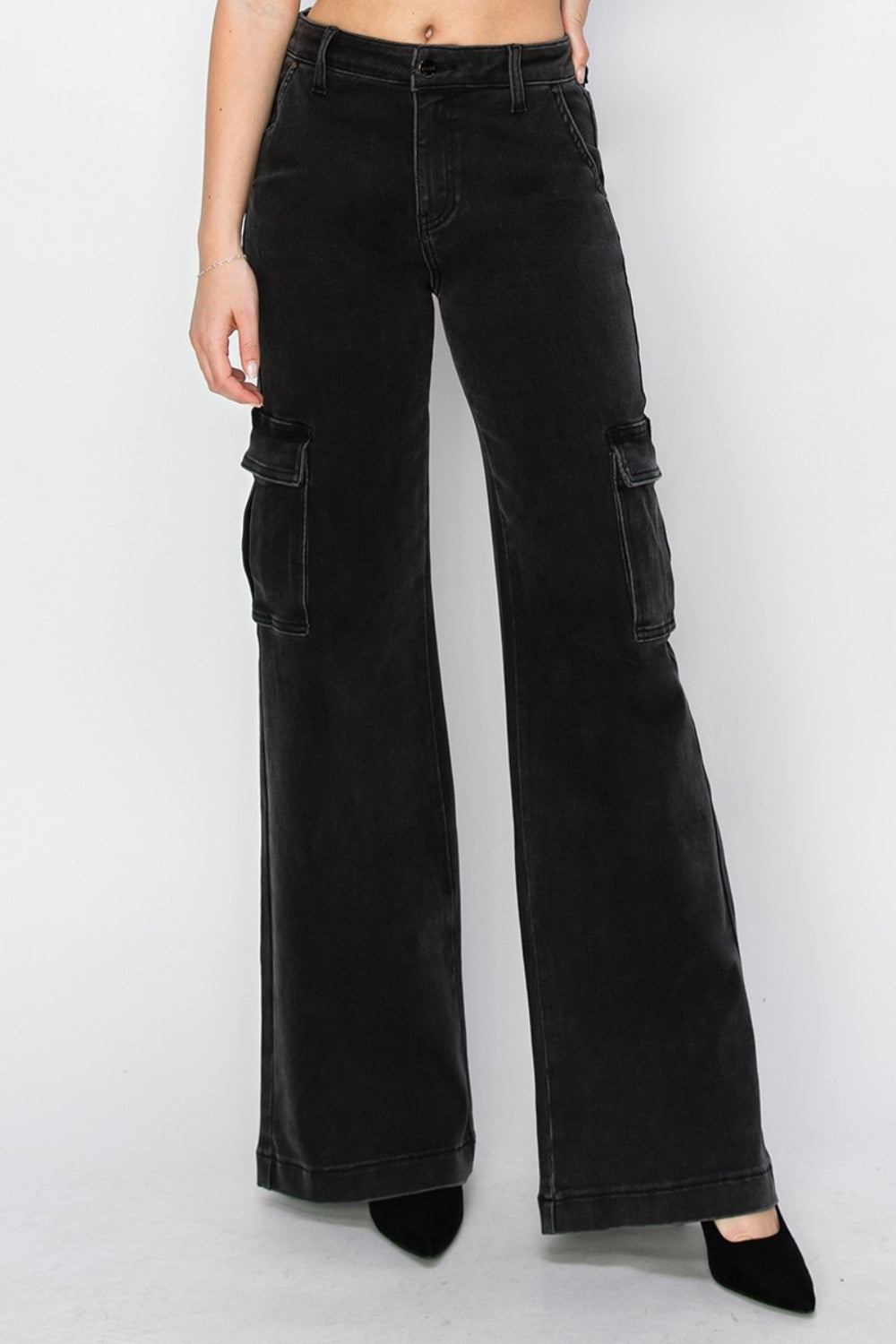 Jean cargo taille haute à jambe large et taille haute Risen