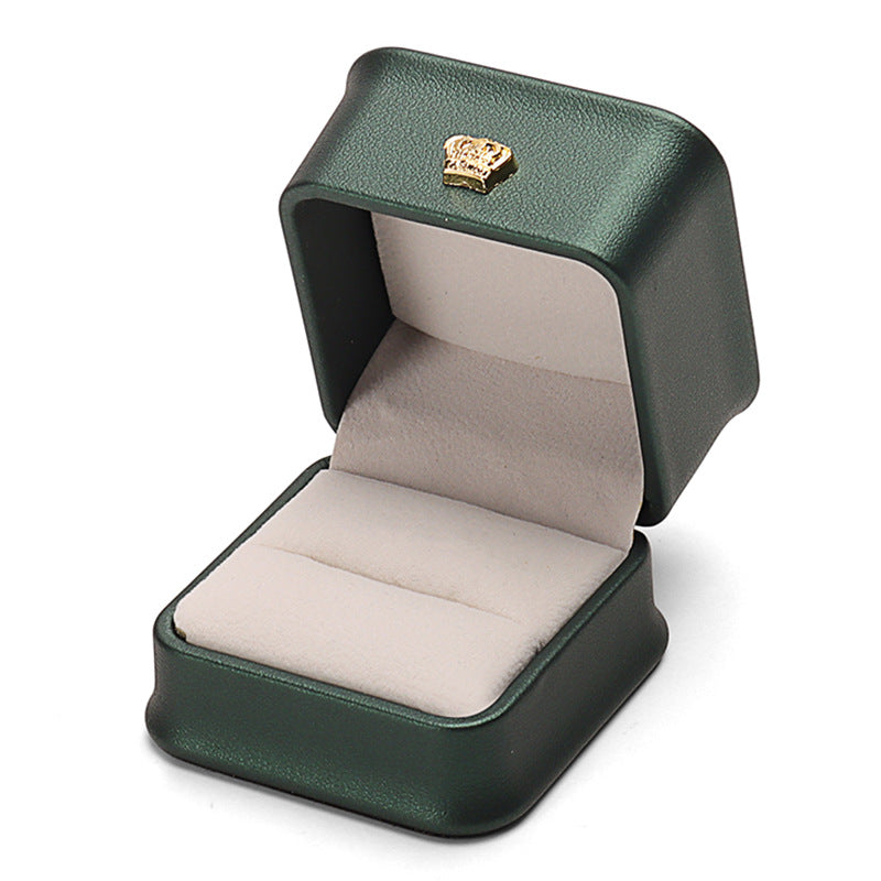 Boîte à bijoux en cuir PU avec couronne de serrage à la taille, boîte-cadeau pour bijoux haut de gamme, boîte à bagues