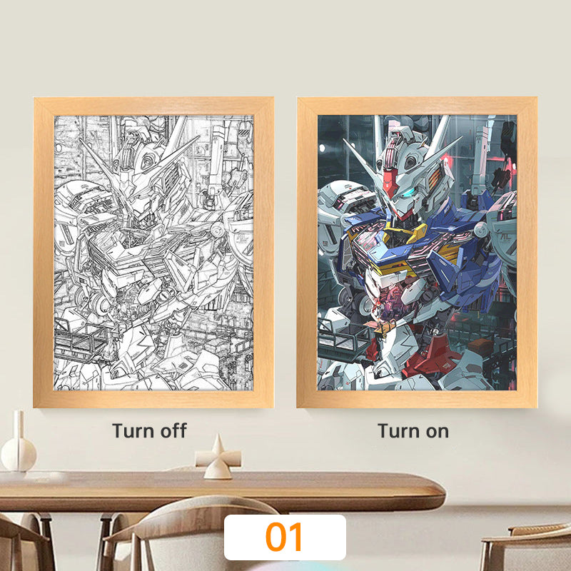 Lampe de lune à LED avec peinture lumineuse animée Kyojuro Rengoku Kimetsu Demon Slayer, cadre photo pour décoration murale de chambre, cadeaux Hoom Deco No Yaiba