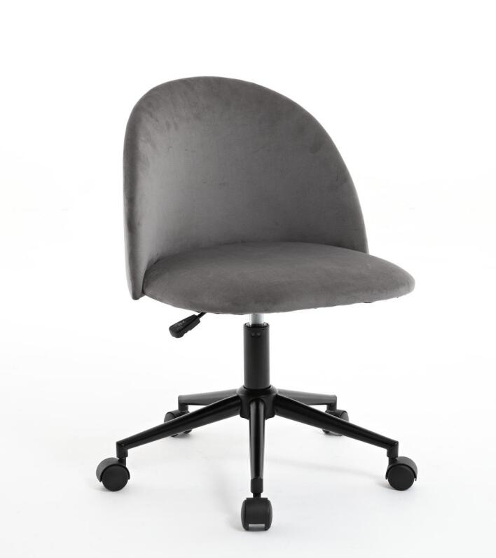 Chaise de bureau en tissu velours, chaise d'ordinateur pivotante réglable à dossier moyen, pieds noirs, chaise de bureau rembourrée avec roulettes