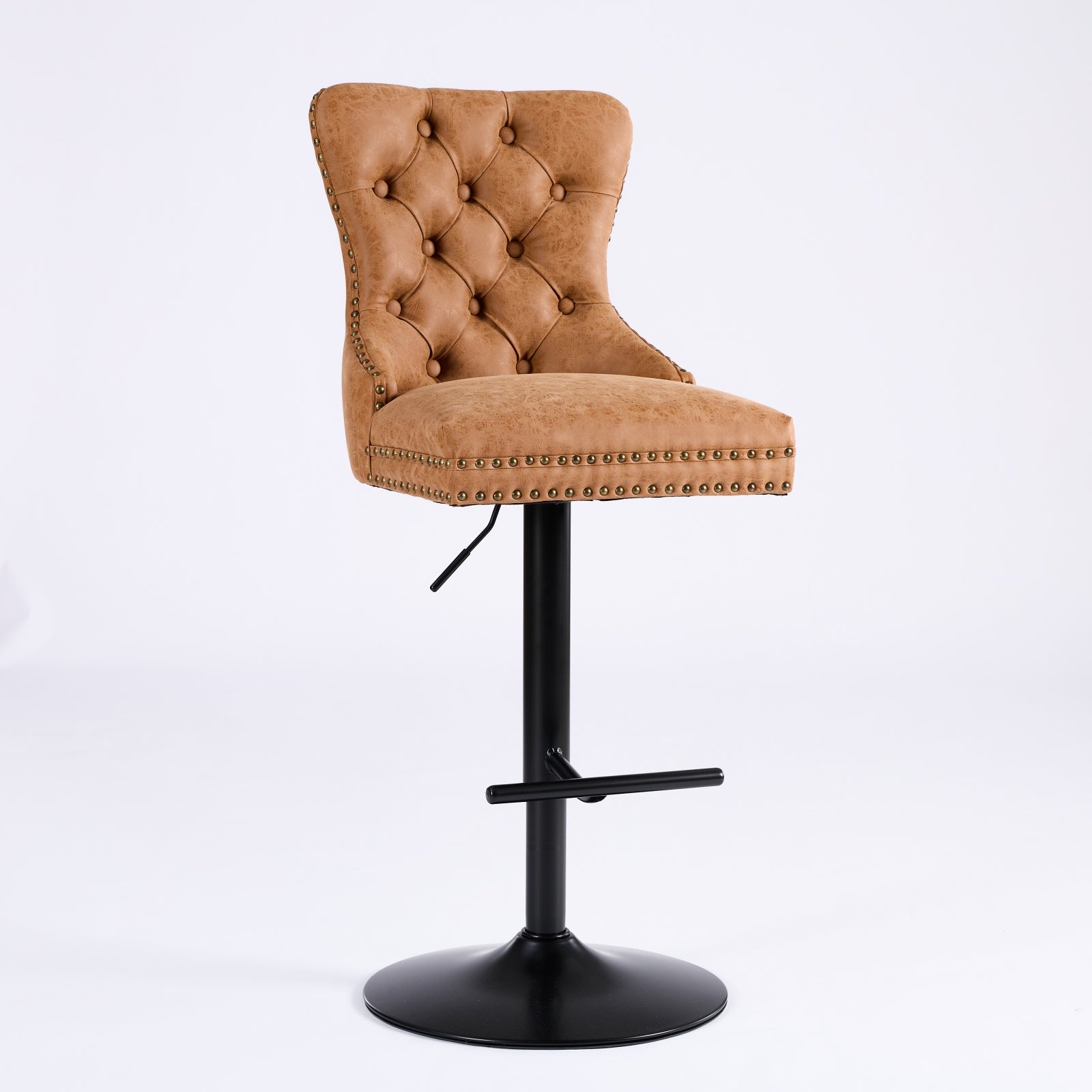 Tabouret de bar rotatif vintage en PU, hauteur d'assise réglable de 25 à 33 pouces, tabouret de bar moderne (orange, ensemble de 2 pièces)
