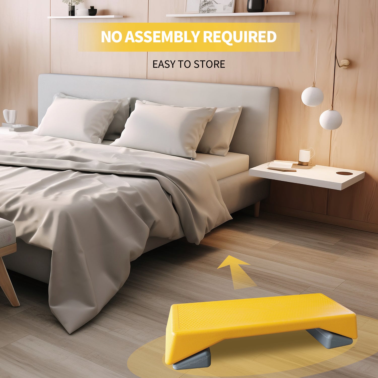 Plateforme d'aérobic réglable en hauteur, équipement de fitness, stepper, plateforme d'exercice, coussin de levage coulissant, jaune