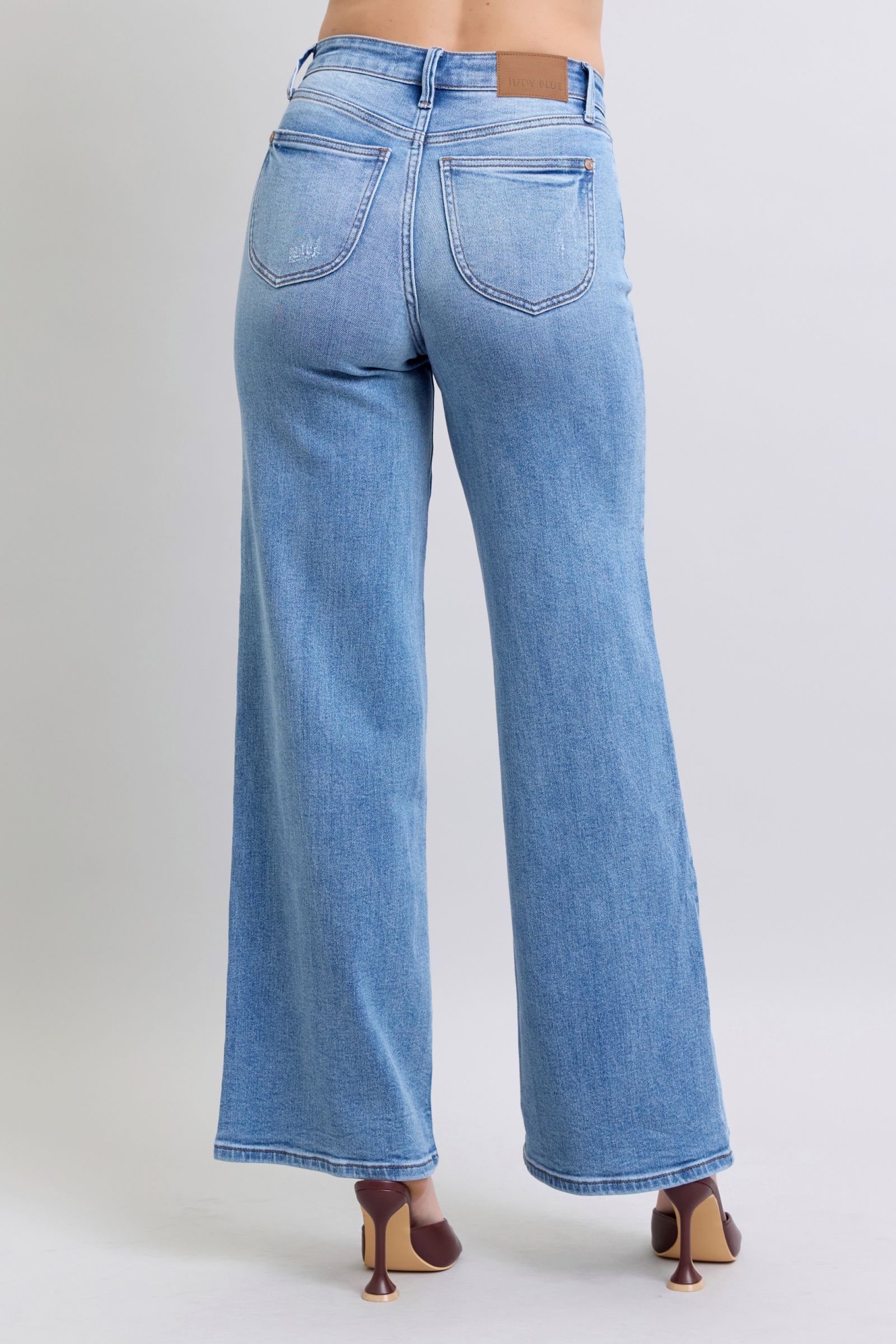 Jean large bleu Judy taille haute avec poches