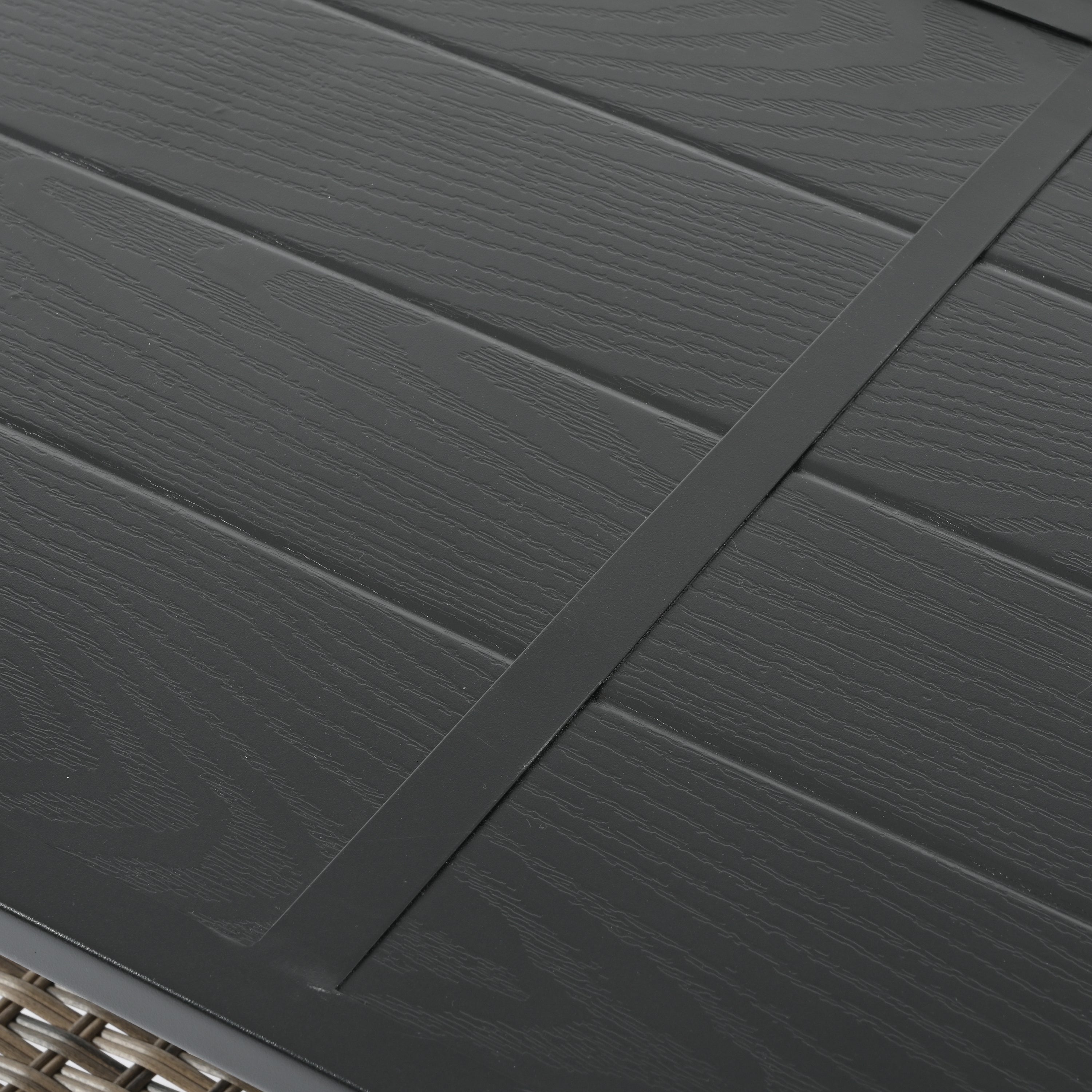 Mobilier de jardin, mobilier d'extérieur, mobilier saisonnier en osier PE, ensemble de quatre meubles en osier avec table en métal noir